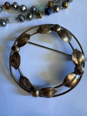 NICE LOT OF VINTAGE JEWELRY-HEART SCARF CLIP, 12K GOLD FILLED, GLASS BEADS &