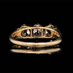 Victorian 1.50 Carat Old European Cut 3 Stone Diamond Half Hoop Band 18K Gold