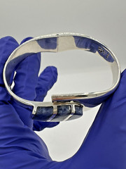 Mexico Sterling Silver 925 Soladite Stone Bracelet Bangle Sz 63mm X 45mm