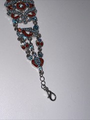 VCLM Victorian Style Silver Tone Bracelet, Blue Turquoise Coral Colors