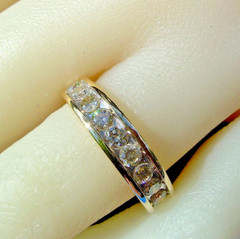 Original EARTH MINED DIAMOND Deco Wedding Band Anniversary Ring SOLID 14K GOLD 7