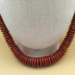 Red Jasper Disc Necklace with FAS Sterling Silver 925 Lobster Clasp 22-24″