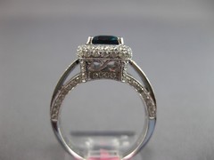 LARGE 2.46CT DIAMOND & AAA SAPPHIRE 18K WHITE GOLD HALO FILIGREE ENGAGEMENT RING