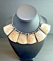 Stunning Abalone Shell Sterling Silver Choker Tribal Statement Necklace