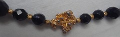 Share Vintage Black Bead with Gold Tones Nuggets Chocker Necklace 16 in