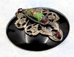 FANTASTIC VINTAGE ART DECO ~ CZECH ~ ART GLASS ~ METAL & EARLY PLASTIC ~ BUTTON