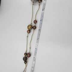 Vintage Long Strand 38″ Silver Gold Bronze Bead Braided Chain Boho Minimalist