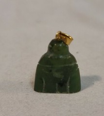 Vintage Solid Carved Green Jade Buddha Pendant Charm 6 grams