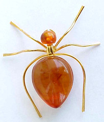 ✅BALTIC AMBER RUSSIA SOVIET INSECT SPIDER BROOCH 22k GOLD JEWELRY 老琥珀 PIN ORDER