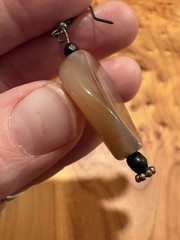 Stone Pierced Earrings Gray Gemstone Quartz Hook Elegant