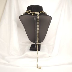 Vintage Korea G&S Gold Tone Statement Necklace Adjustable 27 To 42 inch Length