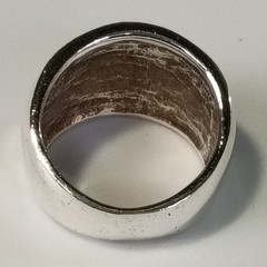 Vtg Sterling Silver Inlay Pink & White MOP Wide Ring 11.75 Gm Sz 8