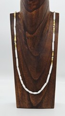 Monet Necklace White Gold Tone Barrel Bead Couture Vintage 32 in