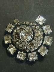 VTG 1940s Eisenberg Original Sterling Silver Rhinestones Spiral Fur Clip Brooch