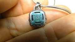 Scott Kay Sterling Blue Topaz SK Pendant 925 Silver Chain Necklace