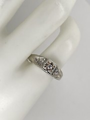 Vintage Ring O Romance Gross Co 18k White Gold Filigree .06 Ct Diamond Ring Sz 6