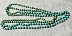 Vintage 2 Tone Pastel Blue Green 90″ Bead Necklace n0110