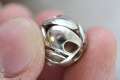 VINTAGE BALL ORB CUT OUT STERLING SILVER PENDANT 925 DESIGNER PRETTY SLIDE