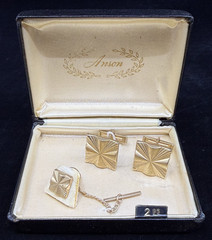 Vintage 1950s Anson Cufflinks & Tie Pin Clip Set NOS Unused in Original Box