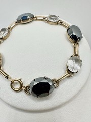 Antique Old VTG Gold Filled Tennis Bracelet White Topaz? Estate Sale Rare Read