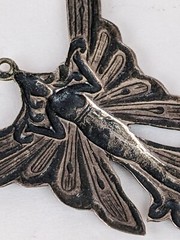 Sterling Silver Art Nouveau Lady with Butterfly Wings Fairy Pendant 1.25″