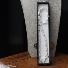 White and Clear Beaded Necklace Sterling Silver