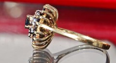 14k y/gold sz 5.5 ring 0.82ct natural treated sapphire diamond heart 3.7g N2998B