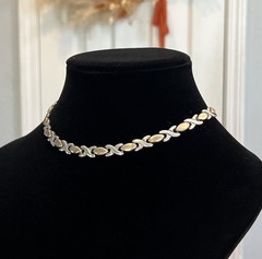 VTG 925 Sterling Silver Gold Vermeil XO Link 15.5” Chain Necklace Mexico 55g