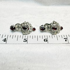 Vintage 1970s–80s Red Glass Rhinestone Formal Wear Necklace & Earring Set