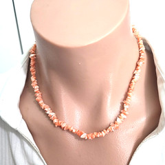 Vintage Angel Skin Coral Nuggets Choker Necklace 16″L