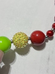VTG Bubblegum Art Jewelry Lucite Resin Acrylic Faceted Bead Rhinestones Necklace