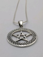 Vtg 925 Sterling Silver Celtic Pentacle Pendant 20″ Snake Chain Unisex Necklace