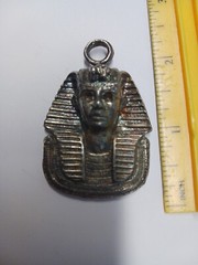 Vintage King Tut Medallion Necklace Head Large Egyptian King Tut Statue Figurine