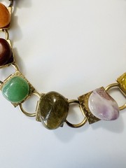 Vintage Natural Polished Gemstone Bracelet 7.5”