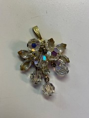 Vintage Clear “Stone” Necklace Pendant, No Chain, No Stones Missing