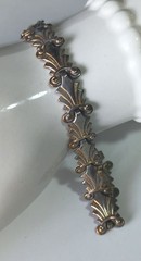 Vintage (Antique?) Silver or Silver-tone Scroll Link Bracelet 7″