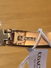 Coach Signed Gold Tone With Silver Tone Accent Bangle Locking Clasp