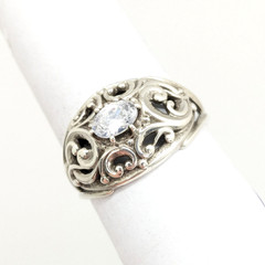 Vintage Elegant RING Silver 925 with Big Bright Stone -size: 9US (18.8mm) | #113