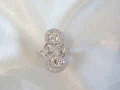 Vintage Sterling Silver 925 CZ Large Antique Style Ring Size 6