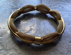 Vintage FRANCOIS Signed Gold Tone Mesh Bangle Bracelet