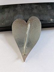 Rare Rachel Arvio Large Resin On Metal Heart Art Brooch Pin