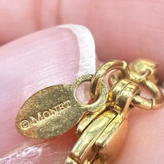 Vintage Monet Signed Necklace Tear Drop Raindrop Bead Chain Gold Tone Classic