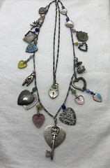Vintage Glass Works Studio Glass & Silver Charms in Multi Colors Necklace 12