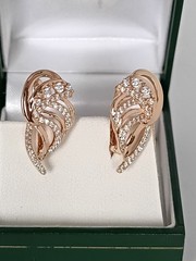 Vintage 1990-s 14 Ct Rolled Gold Zircons Earrings-Hallmarked 585 RG