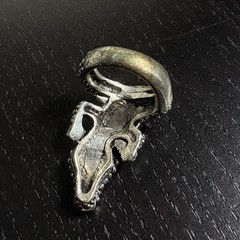 Vintage Silver Tone Alligator/Crocodile Statement Ring Size 6 Unmarked