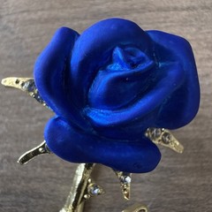 White Pearl with Blue Rose Gold Tone Brooch Pin