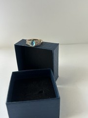 Vintage Blue Cubic Zirconia Ring Gold Plated Womens Size 8.5
