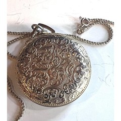 Vintage Lucerne Swiss Pendant Watch 34mm Sunburst Medallion 14k Gold Chain 29in