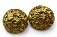 Vintage Gold Tone Ornate Victorian Revival Ornaments Circles Earrings
