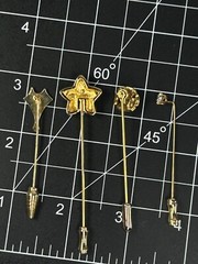 Bundle of 4 Lapel Stick Pins 1/20 12K GF Gold Tone Faux Stones Accessory Jewelry